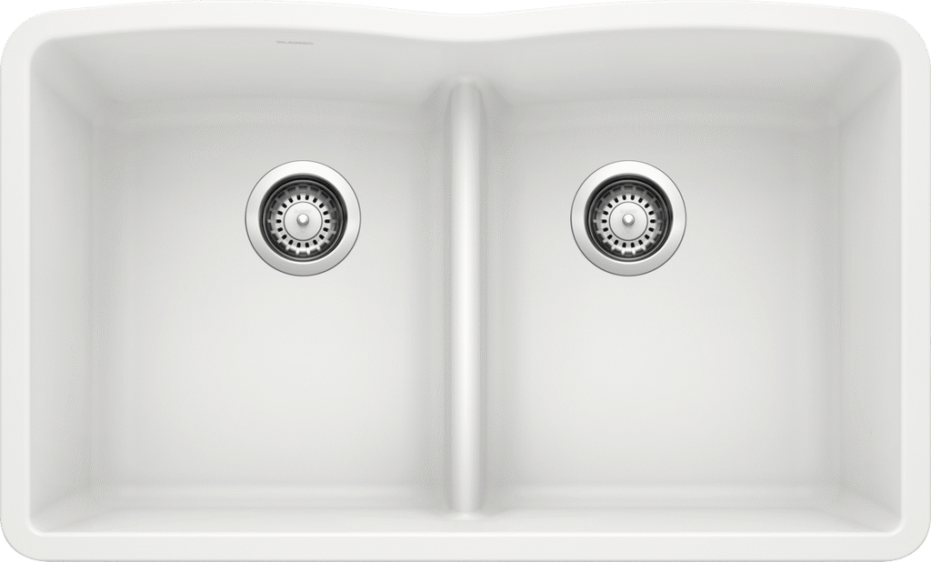 Blanco Diamond Equal Double Low Divide — Tarja de Silgranit