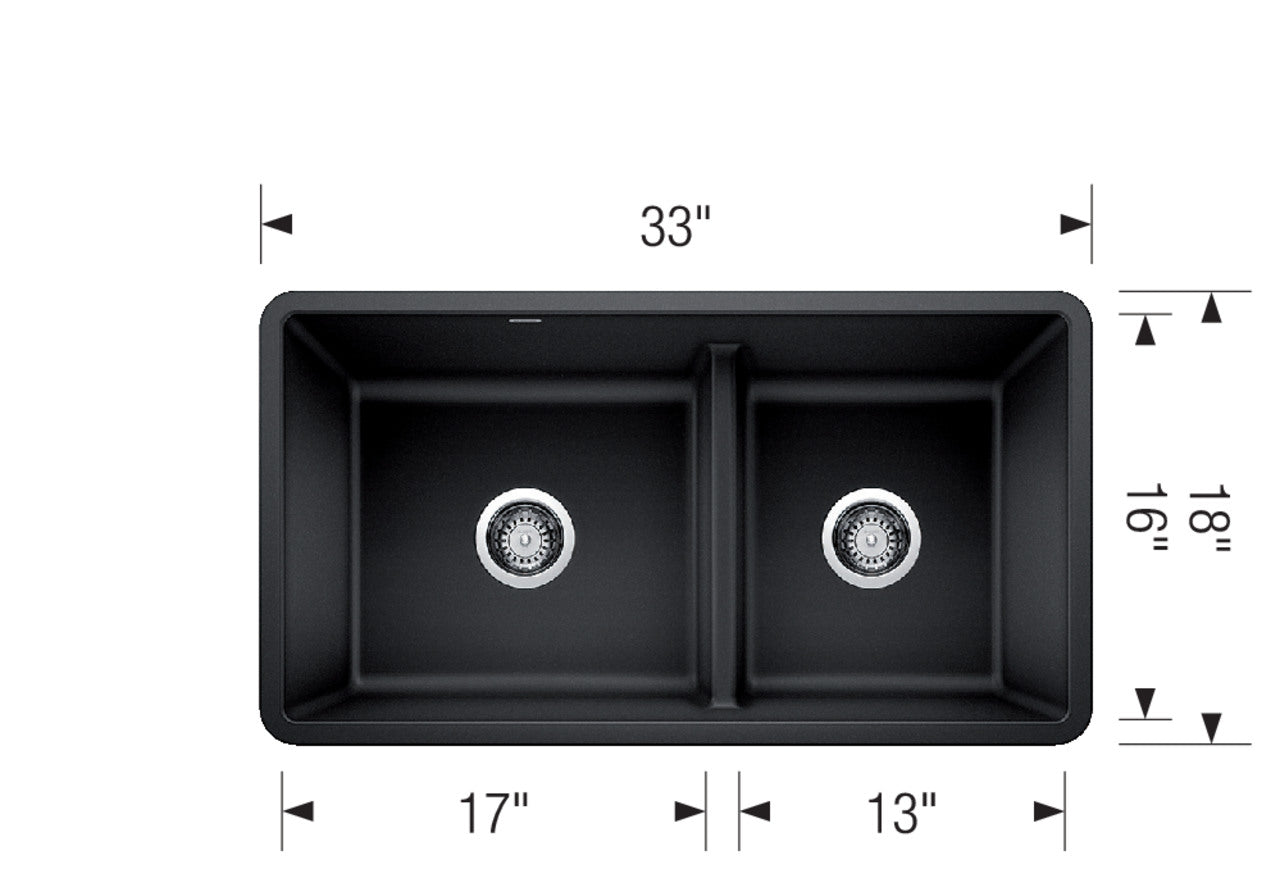 Blanco Precis Reversible 1-3/4 Low Divide — Tarja de Silgranit