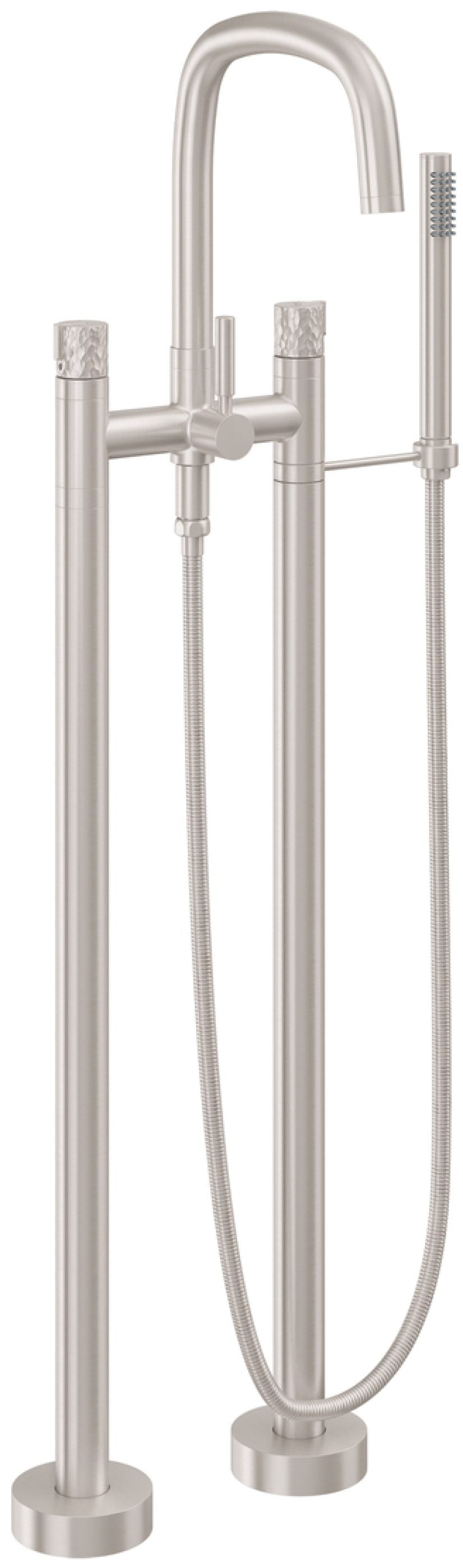 California Faucets San Elijo Contemporaneo Llenador de Tina de Montaje en Piso - Pico Cuadrado - Martillado