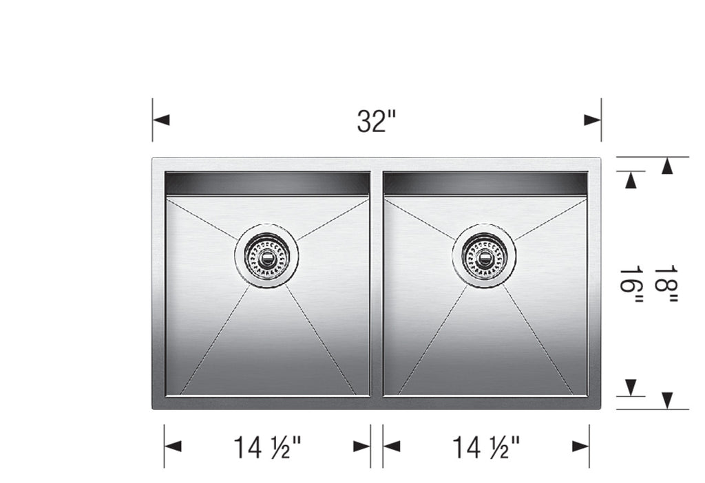 Blanco Quatrus R0 Equal Double Bowl — Tarja de Acero Inoxidable — vista 2