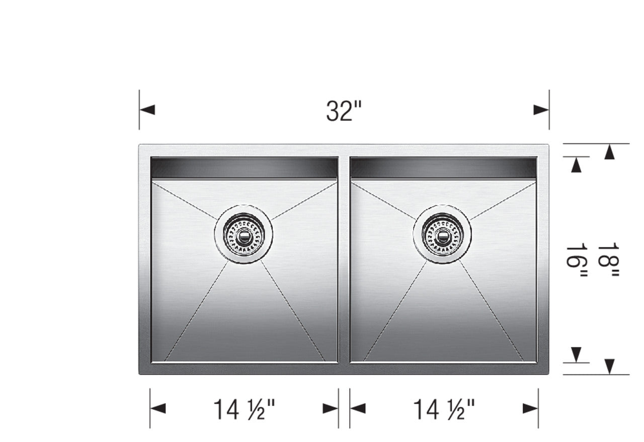 Blanco Quatrus R0 Equal Double Bowl — Tarja de Acero Inoxidable — vista 2
