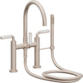California Faucets Asilomar Contemporaneo Llenador de Tina de Montaje en Cubierta - Pico en Arco - Manija de Porcelana Blanca