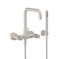 California Faucets Bolsa Contemporaneo Llenador de Tina de Montaje en Pared - Pico Cuadrado - Rayado Intaglio