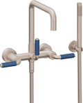 California Faucets Bolsa Contemporaneo Llenador de Tina de Montaje en Pared - Pico Cuadrado - Manija de Porcelana Azul