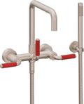 California Faucets Bolsa Contemporaneo Llenador de Tina de Montaje en Pared - Pico Cuadrado - Manija Roja