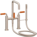 California Faucets Bolsa Contemporaneo Llenador de Tina de Montaje en Cubierta - Pico Cuadrado - Manija de Porcelana Naranja