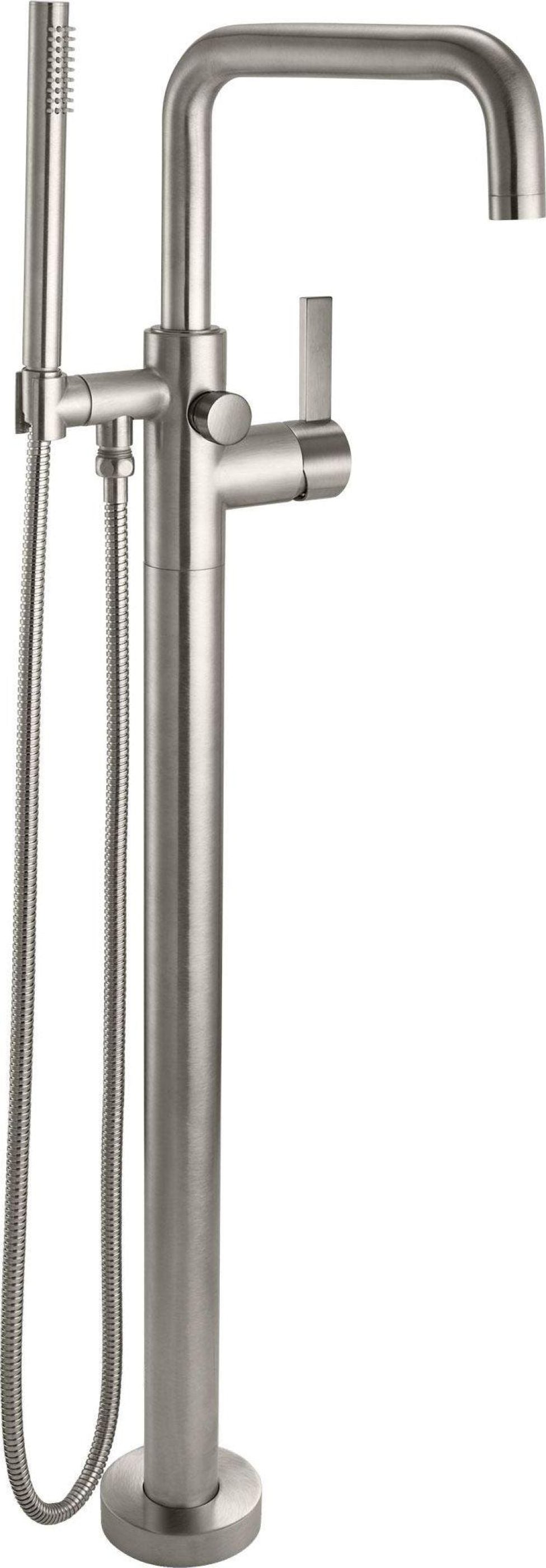 California Faucets Bolsa Contemporaneo Llenador de Tina de Montaje en Piso de Un Solo Orificio - Pico Cuadrado