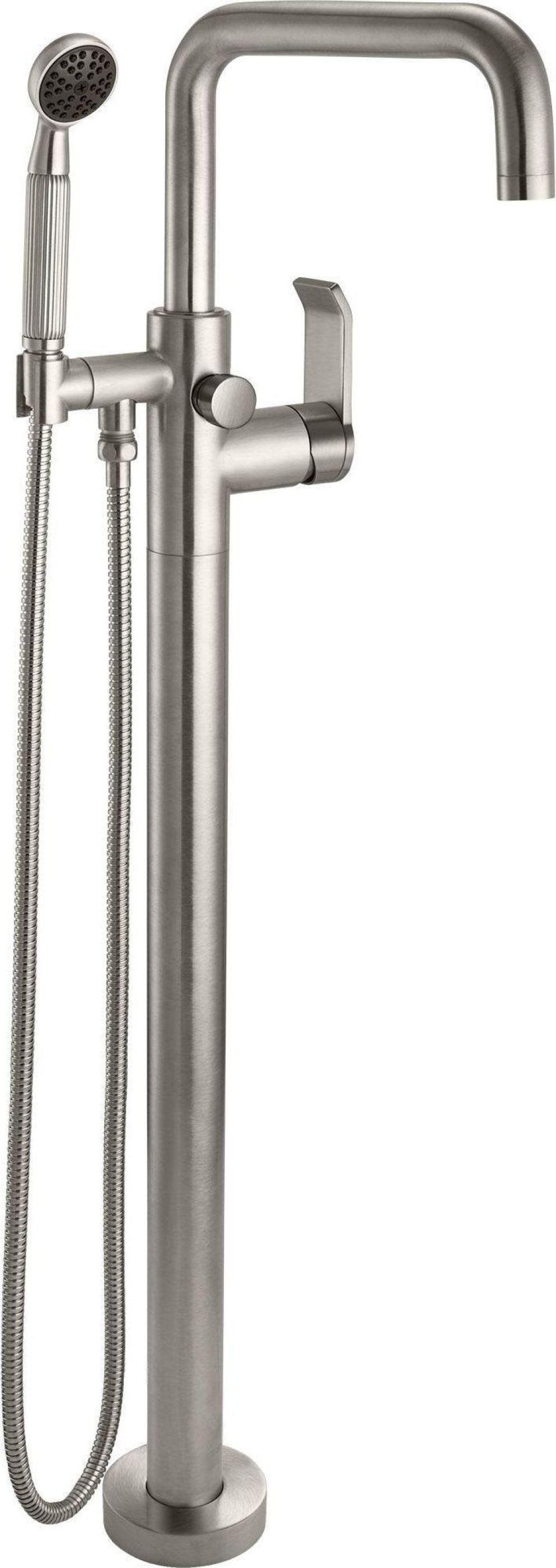 California Faucets Bolsa Contemporaneo Llenador de Tina de Montaje en Piso de Un Solo Orificio - Pico Cuadrado