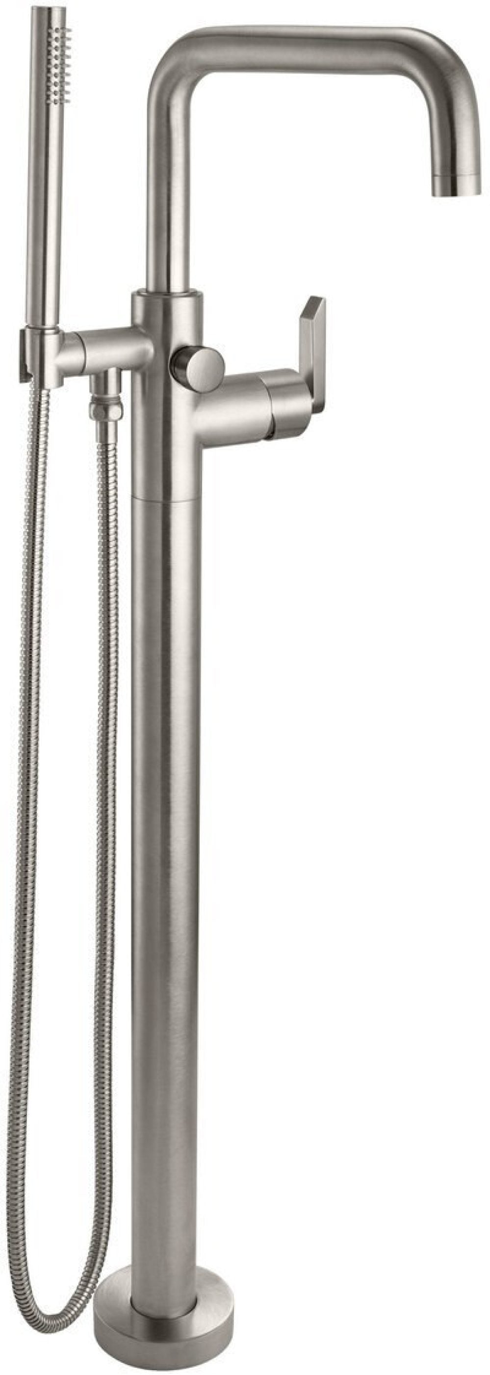 California Faucets Bolsa Contemporaneo Llenador de Tina de Montaje en Piso de Un Solo Orificio - Pico Cuadrado