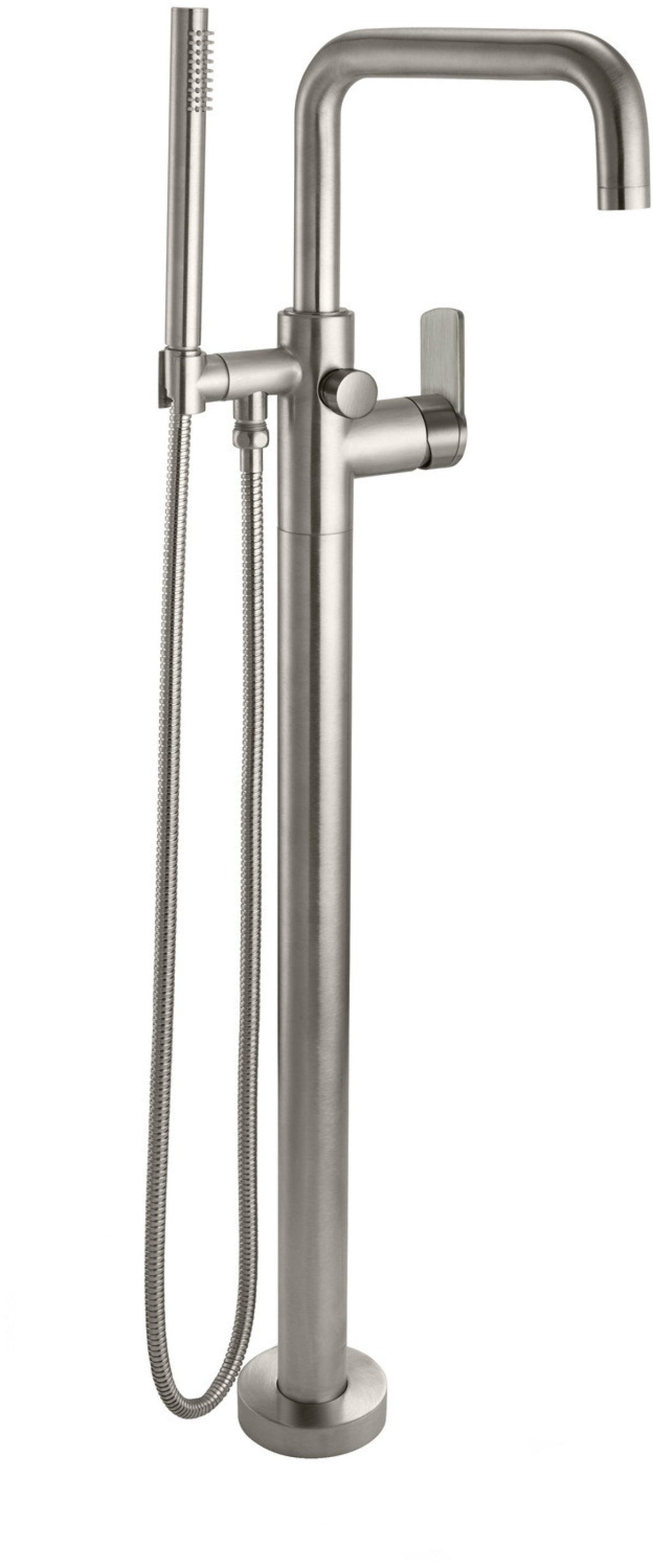 California Faucets Bolsa Contemporaneo Llenador de Tina de Montaje en Piso de Un Solo Orificio - Pico Cuadrado