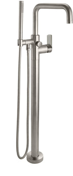 California Faucets Bolsa Contemporaneo Llenador de Tina de Montaje en Piso de Un Solo Orificio - Pico Cuadrado