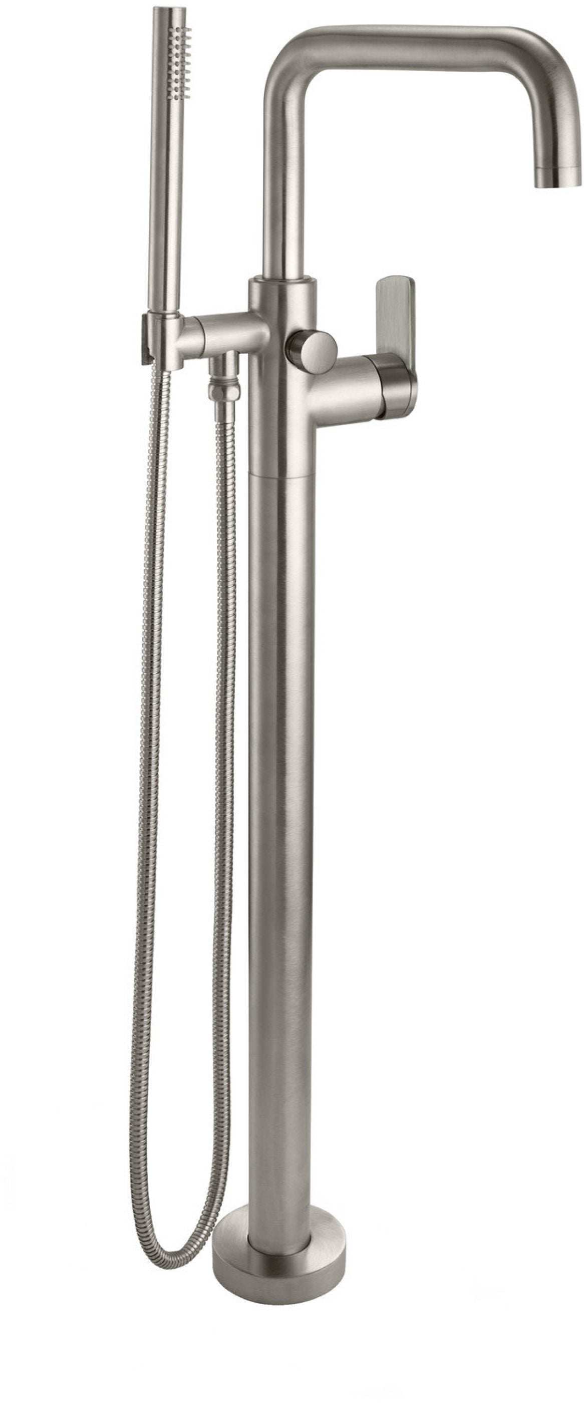 California Faucets Bolsa Contemporaneo Llenador de Tina de Montaje en Piso de Un Solo Orificio - Pico Cuadrado