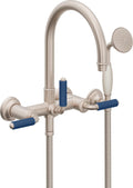 California Faucets Palomar Tradicional Llenador de Tina de Montaje en Pared - Pico en Arco - Manija de Porcelana Azul