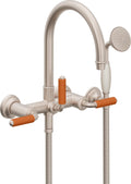 California Faucets Palomar Tradicional Llenador de Tina de Montaje en Pared - Pico en Arco - Manija de Porcelana Naranja