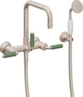 California Faucets Hermosa Tradicional Llenador de Tina de Montaje en Pared - Pico Cuadrado - Manija de Porcelana Verde