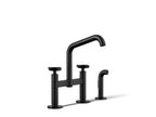 Kohler Billet — Mezcladora de Cocina tipo Puente con Rociador Lateral y Manijas de Cruz — Negro Mate