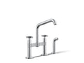 Kohler Billet — Mezcladora de Cocina tipo Puente con Rociador Lateral y Manijas de Cruz — Cromo Pulido