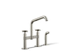 Kohler Billet — Mezcladora de Cocina tipo Puente con Rociador Lateral y Manijas de Cruz — Níquel Pulido Vibrant