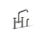 Kohler Billet — Mezcladora de Cocina tipo Puente con Rociador Lateral y Manijas de Cruz — Titanio Vibrant