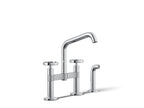 Kohler Billet — Mezcladora de Cocina tipo Puente con Rociador Lateral y Manijas Redondas — Cromo Pulido