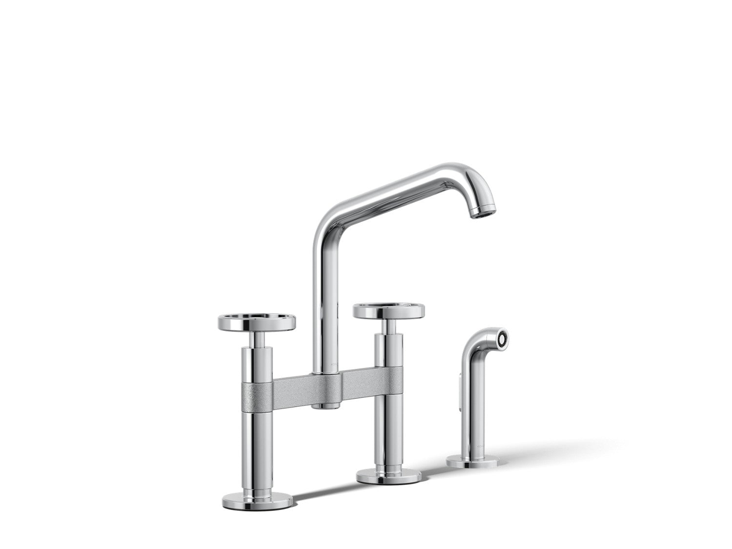 Kohler Billet — Mezcladora de Cocina tipo Puente con Rociador Lateral y Manijas Redondas — Cromo Pulido