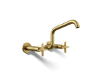 Kohler Billet — Mezcladora de Cocina tipo Puente de Pared con Manijas de Cruz — Latón Moderno Cepillado Vibrant