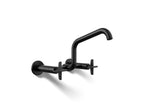 Kohler Billet — Mezcladora de Cocina tipo Puente de Pared con Manijas de Cruz — Negro Mate