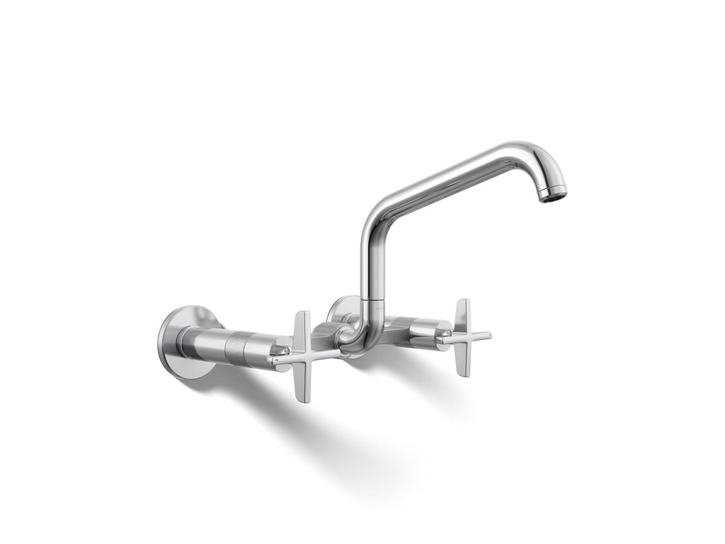 Kohler Billet — Mezcladora de Cocina tipo Puente de Pared con Manijas de Cruz — Cromo Pulido