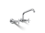 Kohler Billet — Mezcladora de Cocina tipo Puente de Pared con Manijas de Cruz — Cromo Pulido