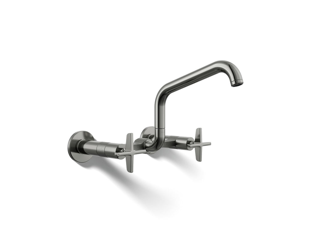 Kohler Billet — Mezcladora de Cocina tipo Puente de Pared con Manijas de Cruz — Titanio Vibrant