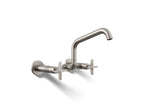 Kohler Billet — Mezcladora de Cocina tipo Puente de Pared con Manijas de Cruz — Acero Inoxidable Vibrant
