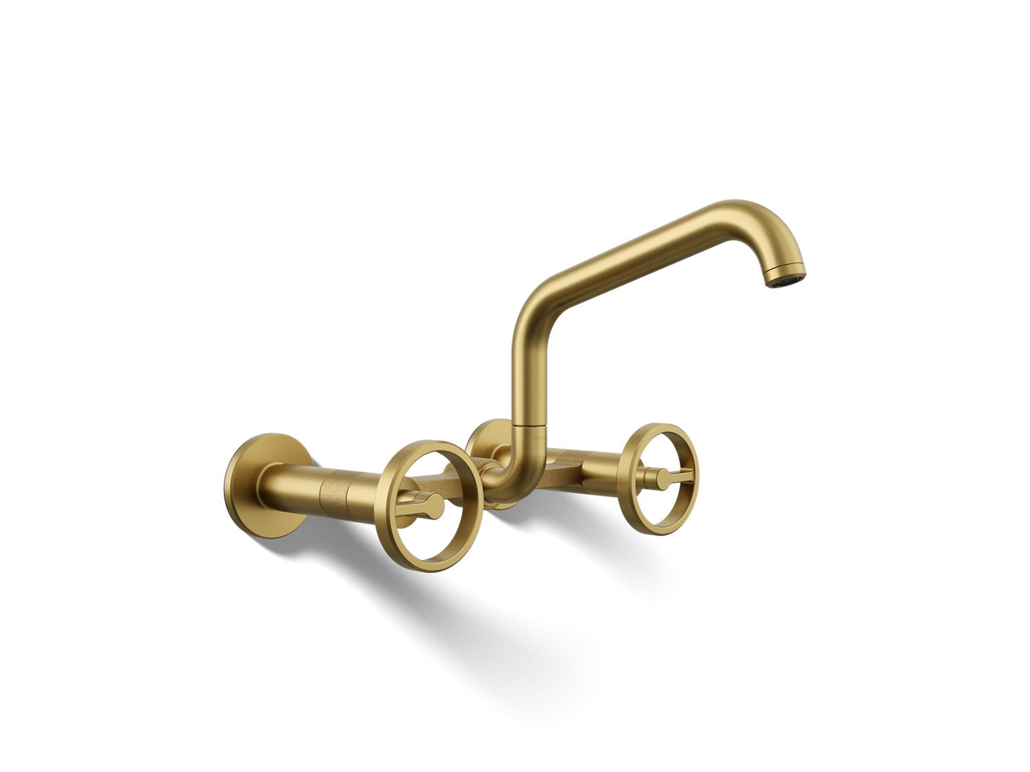 Kohler Billet — Mezcladora de Cocina tipo Puente de Pared con Manijas Redondas — Latón Moderno Cepillado Vibrant