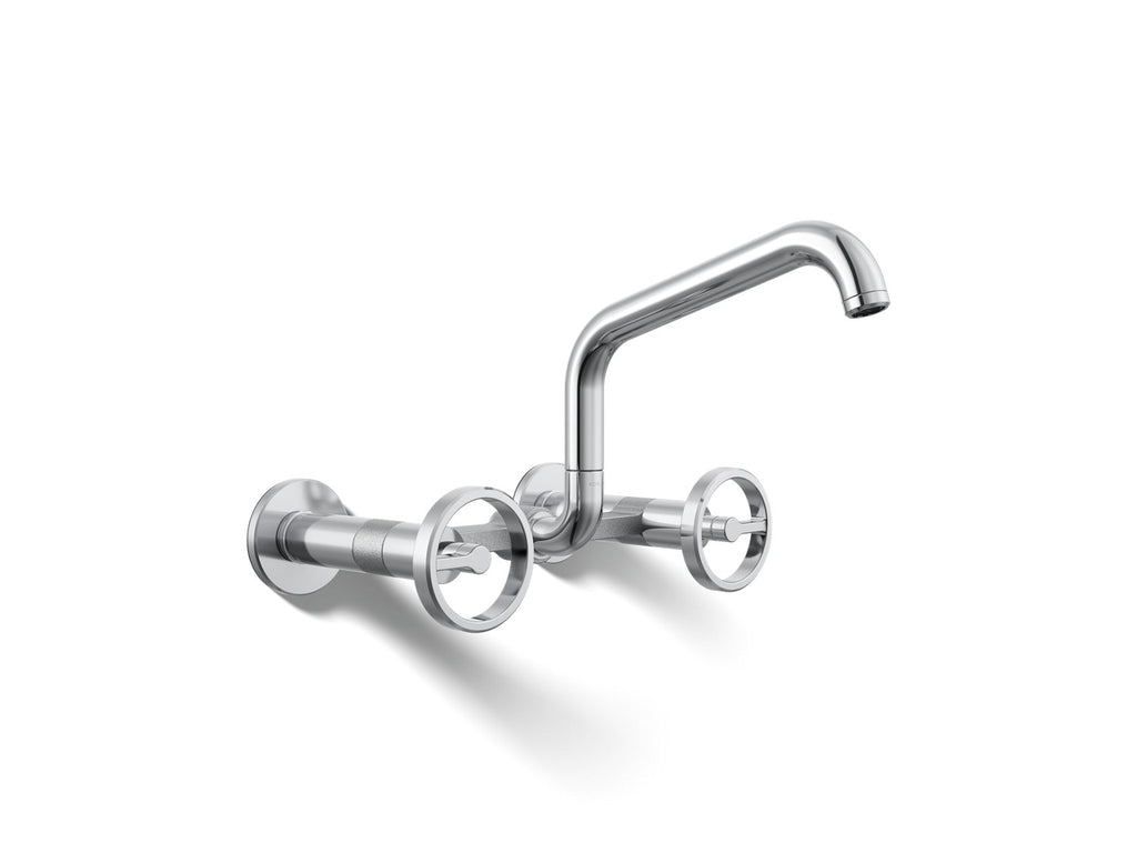 Kohler Billet — Mezcladora de Cocina tipo Puente de Pared con Manijas Redondas — Cromo Pulido