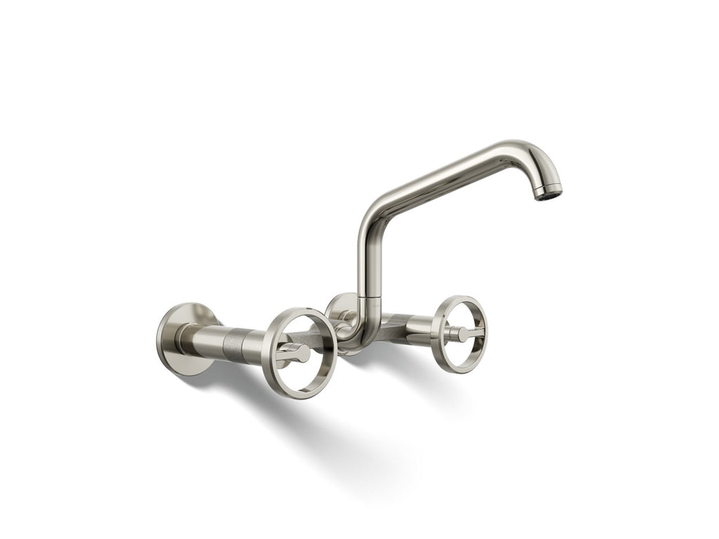 Kohler Billet — Mezcladora de Cocina tipo Puente de Pared con Manijas Redondas — Níquel Pulido Vibrant