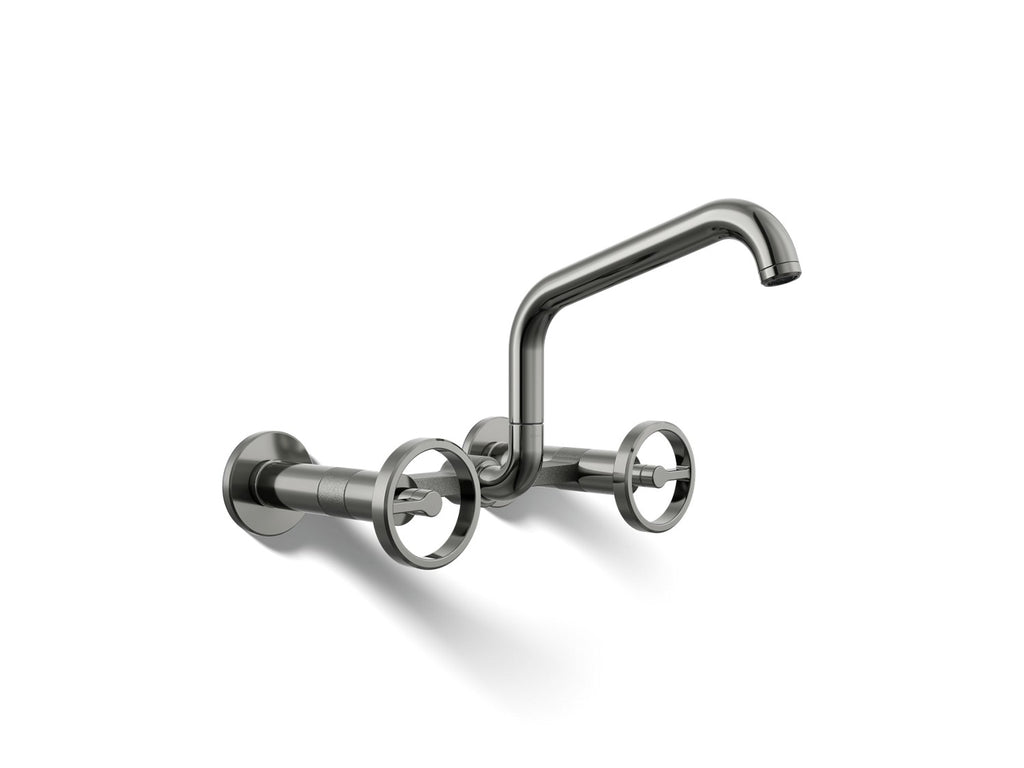 Kohler Billet — Mezcladora de Cocina tipo Puente de Pared con Manijas Redondas — Titanio Vibrant