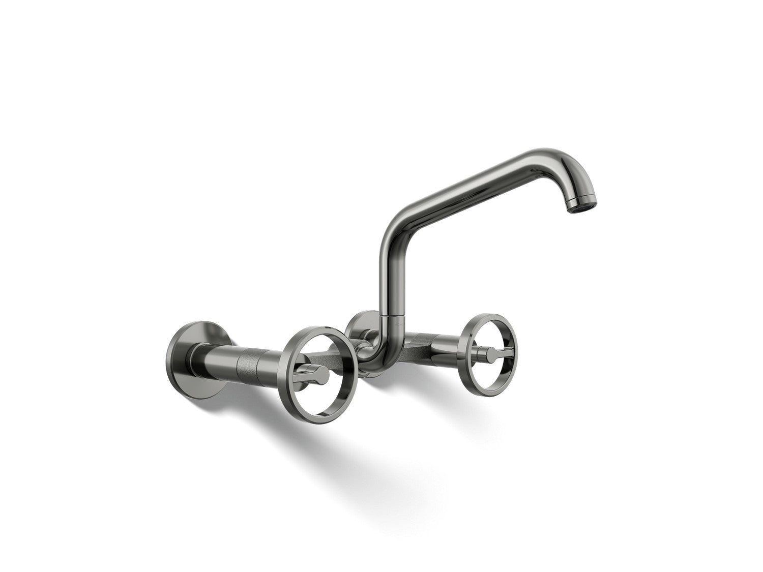 Kohler Billet — Mezcladora de Cocina tipo Puente de Pared con Manijas Redondas — Titanio Vibrant
