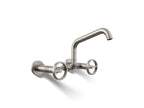 Kohler Billet — Mezcladora de Cocina tipo Puente de Pared con Manijas Redondas — Acero Inoxidable Vibrant