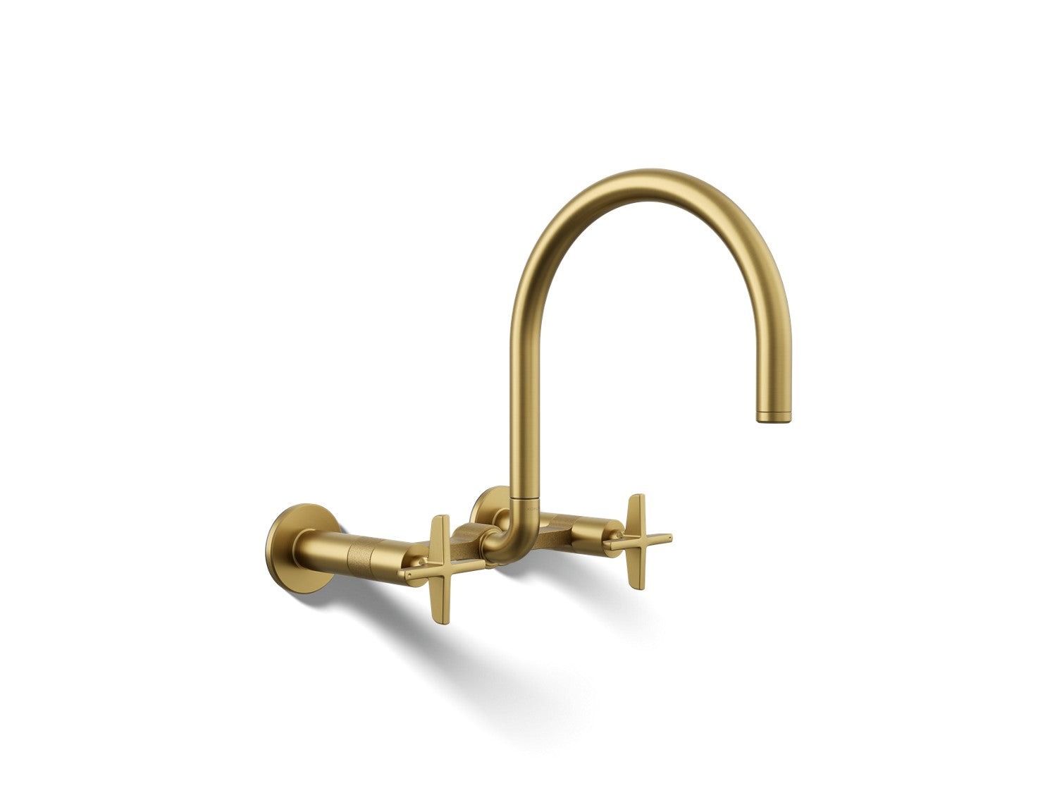 Kohler Billet — Mezcladora de Cocina tipo Puente de Pared, Arco Alto, con Manijas de Cruz — Latón Moderno Cepillado Vibrant