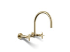 Kohler Billet — Mezcladora de Cocina tipo Puente de Pared, Arco Alto, con Manijas de Cruz — Oro Francés Vibrant