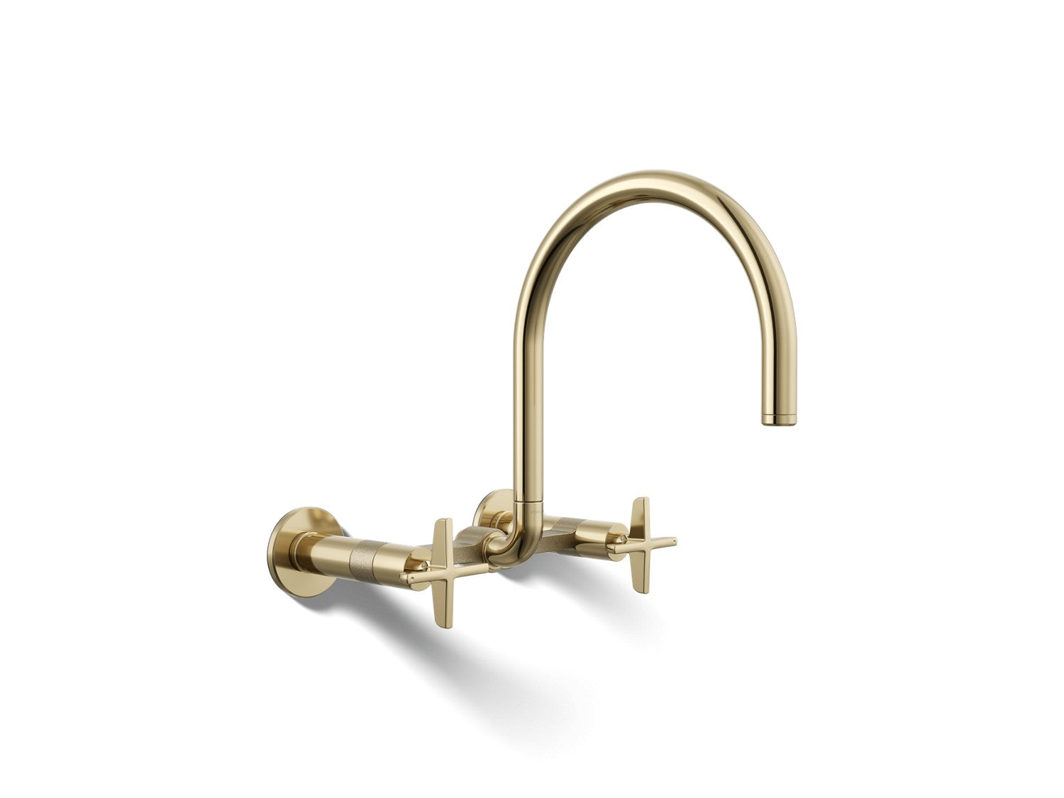 Kohler Billet — Mezcladora de Cocina tipo Puente de Pared, Arco Alto, con Manijas de Cruz — Oro Francés Vibrant