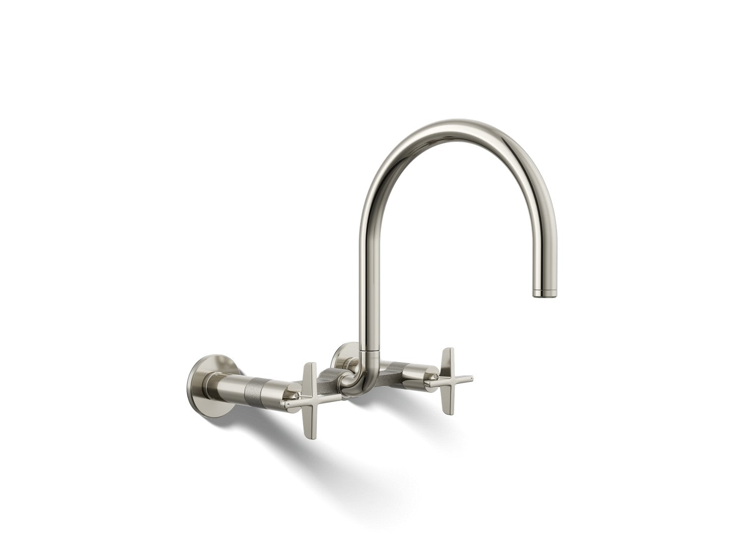 Kohler Billet — Mezcladora de Cocina tipo Puente de Pared, Arco Alto, con Manijas de Cruz — Níquel Pulido Vibrant