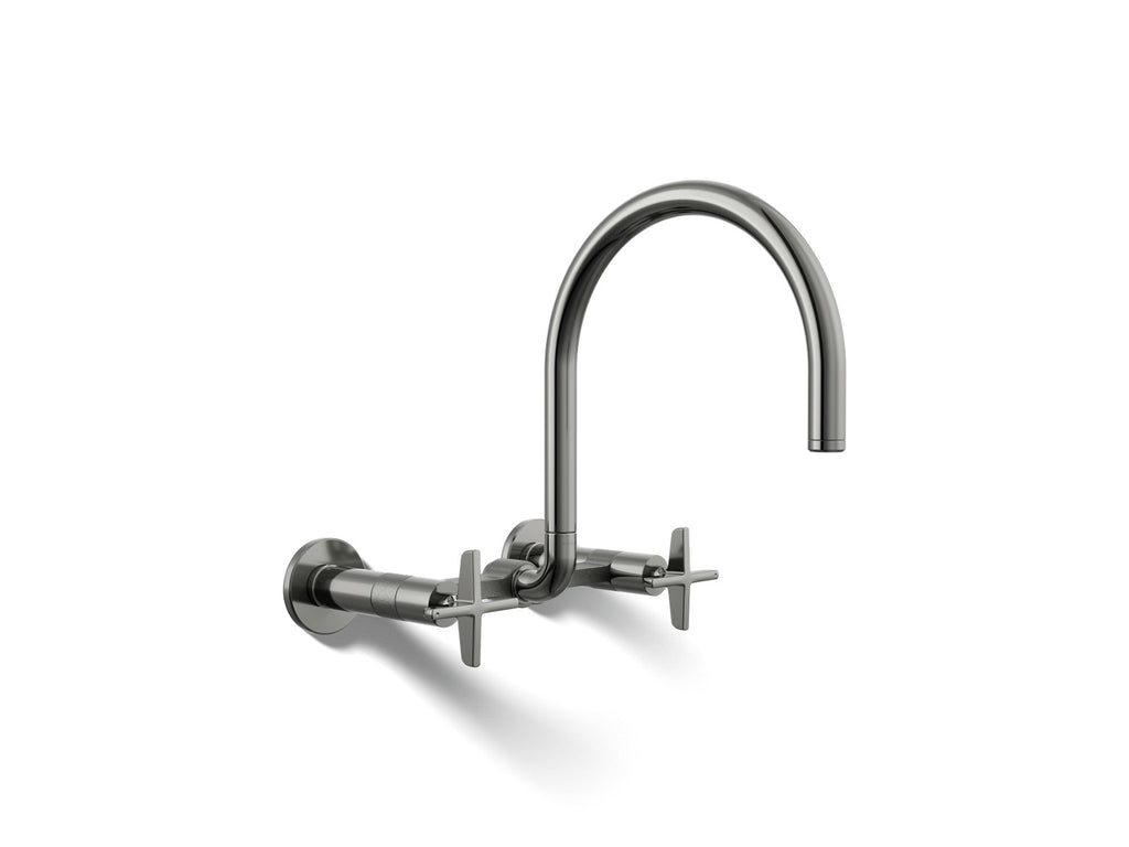Kohler Billet — Mezcladora de Cocina tipo Puente de Pared, Arco Alto, con Manijas de Cruz — Titanio Vibrant