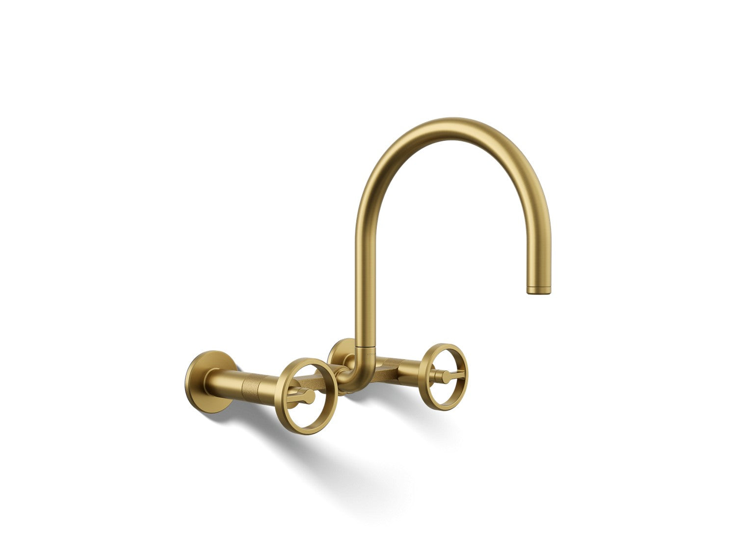Kohler Billet — Mezcladora de Cocina tipo Puente de Pared, Arco Alto, con Manijas Redondas — Latón Moderno Cepillado Vibrant