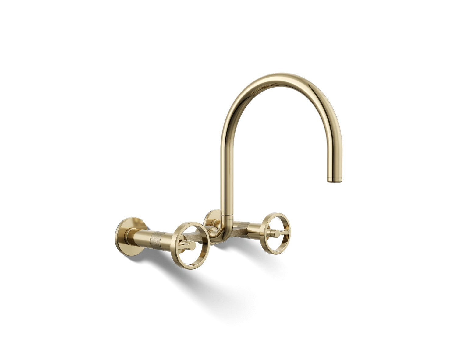 Kohler Billet — Mezcladora de Cocina tipo Puente de Pared, Arco Alto, con Manijas Redondas — Oro Francés Vibrant