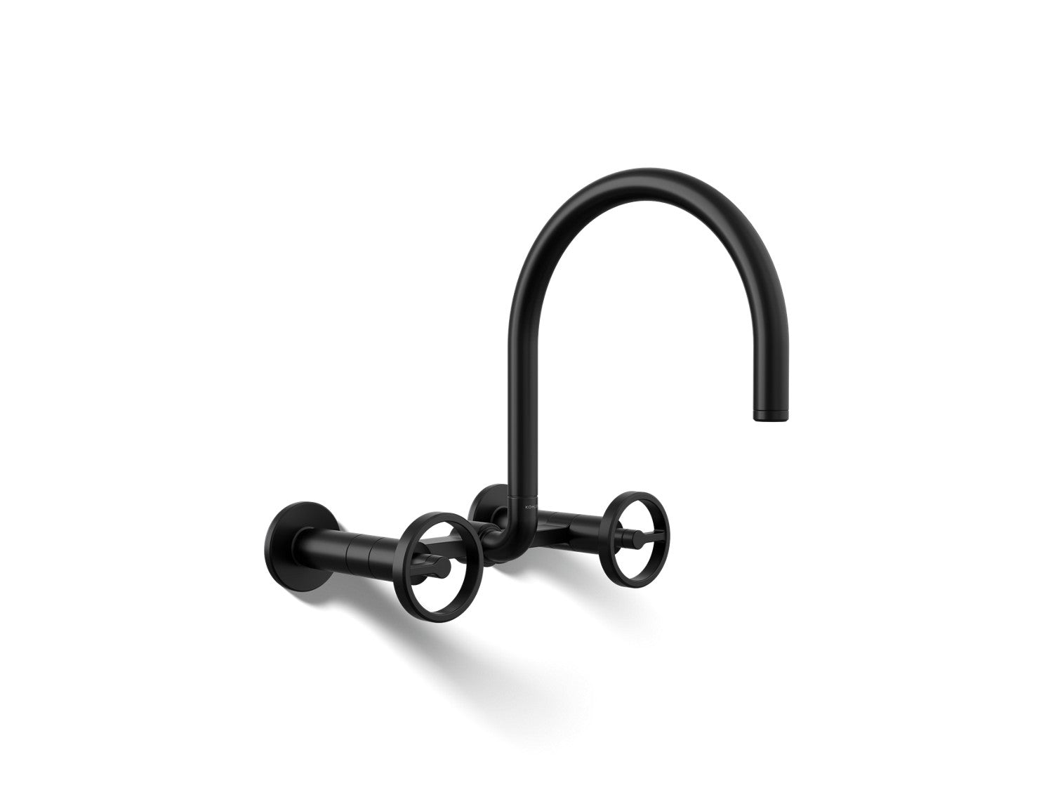 Kohler Billet — Mezcladora de Cocina tipo Puente de Pared, Arco Alto, con Manijas Redondas — Negro Mate