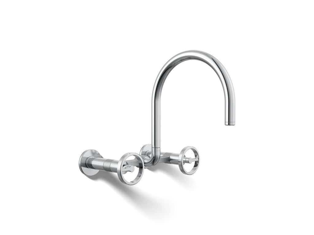 Kohler Billet — Mezcladora de Cocina tipo Puente de Pared, Arco Alto, con Manijas Redondas — Cromo Pulido