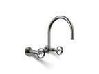 Kohler Billet — Mezcladora de Cocina tipo Puente de Pared, Arco Alto, con Manijas Redondas — Titanio Vibrant