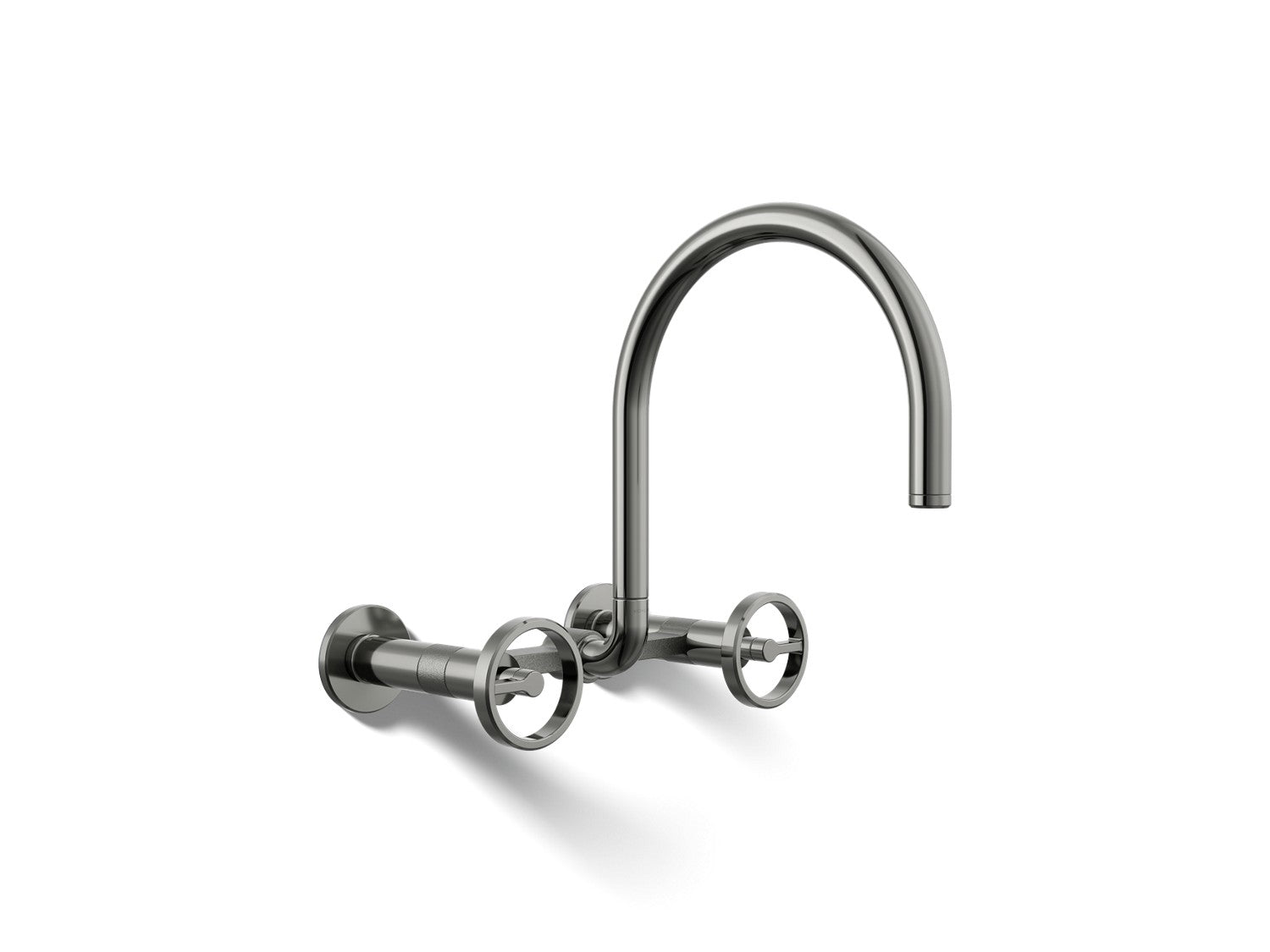 Kohler Billet — Mezcladora de Cocina tipo Puente de Pared, Arco Alto, con Manijas Redondas — Titanio Vibrant