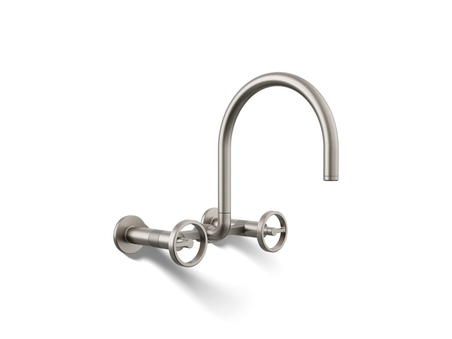 Kohler Billet — Mezcladora de Cocina tipo Puente de Pared, Arco Alto, con Manijas Redondas — Acero Inoxidable Vibrant