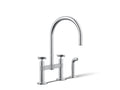 Kohler Billet — Mezcladora de Cocina tipo Puente Alto con Rociador Lateral y Manijas de Cruz — Cromo Pulido